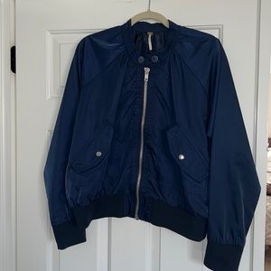 Free People Midnight Navy Blue Bomber jacket size medium.